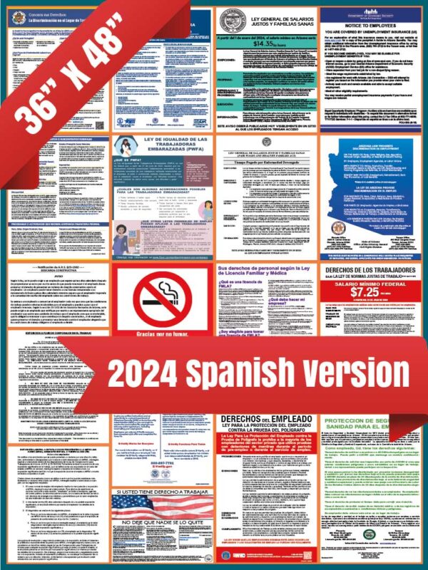 Arizona Labor Law Posters - Spanish, AZ Labor Law Poster 2024 Spanish 36x48 1, ,